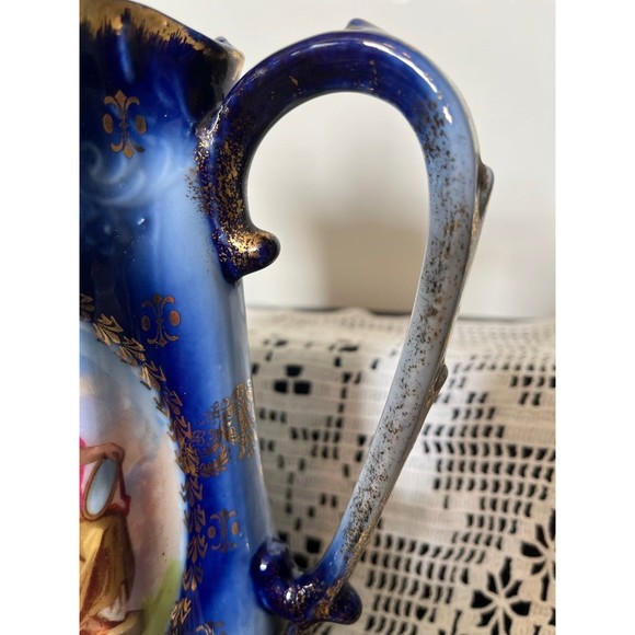 Signed Antique Victoria Carlsbad Pitcher with lid - Picture 3 of 7